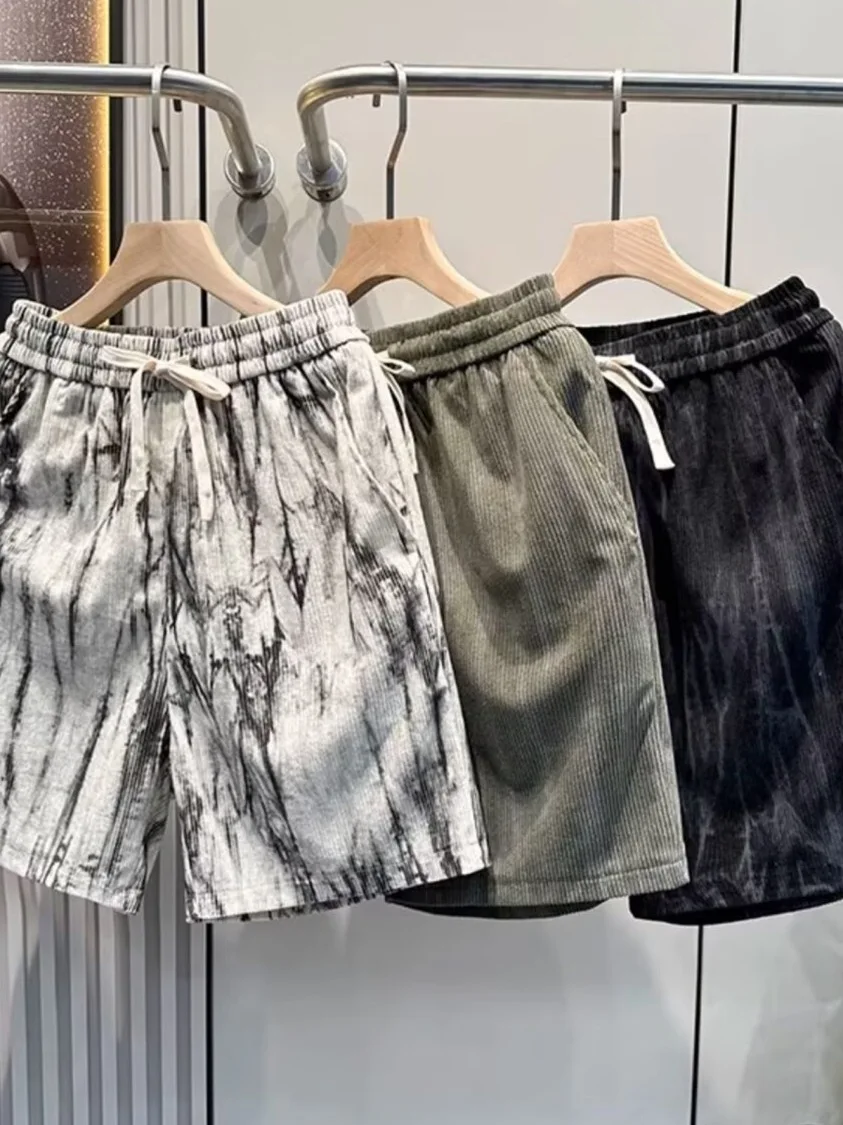 Plones Cortos Retro Americanos Teñidos para Hombre, Casus, de Calle, Hoados, de Pierna Recta, Finos, de Seda Helada,...