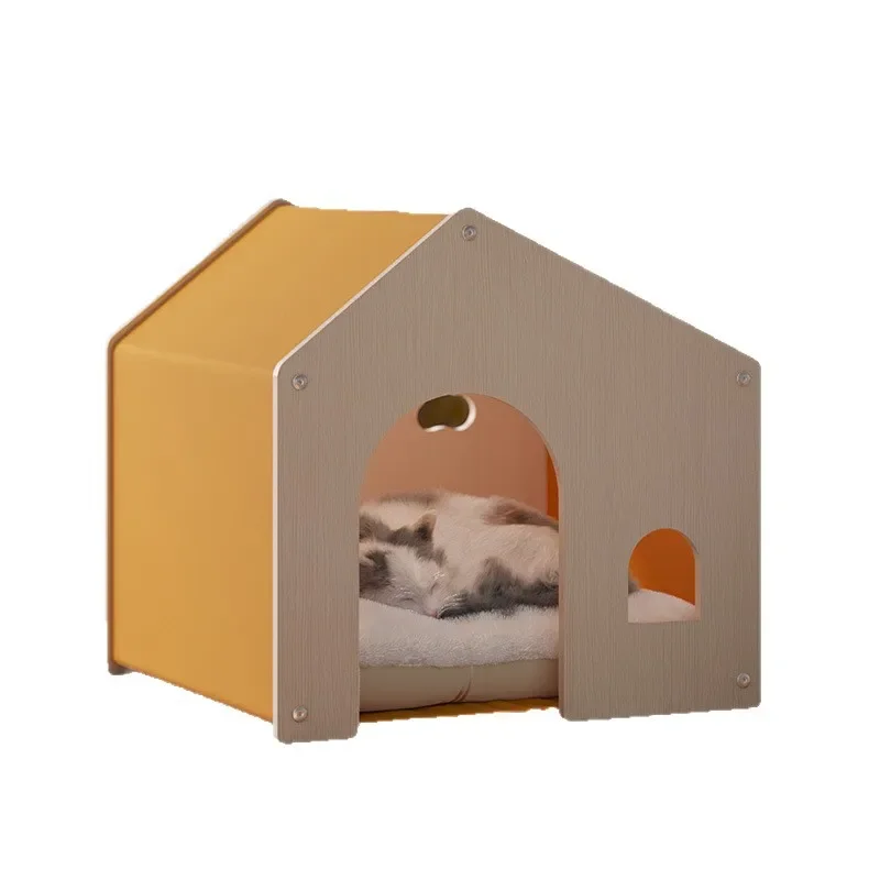 Solid Wood Pet Dog House All-Season Indoor/Outdoor Rainproof Dog House for Dogs Dog Shelter