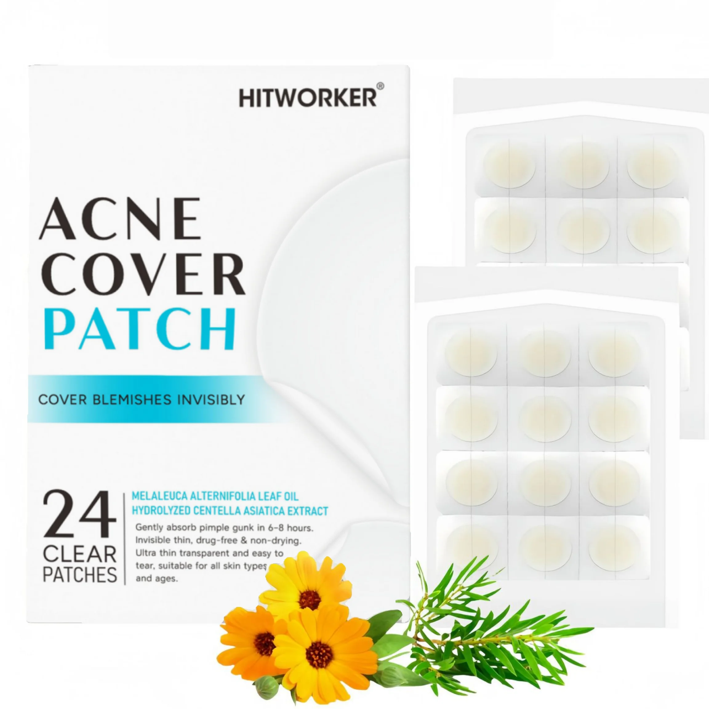 24pcs Hydrogel Patches, Gentle Breathable Facial Care, Lightweight Thin Unisex, Day Night Sealed Pack