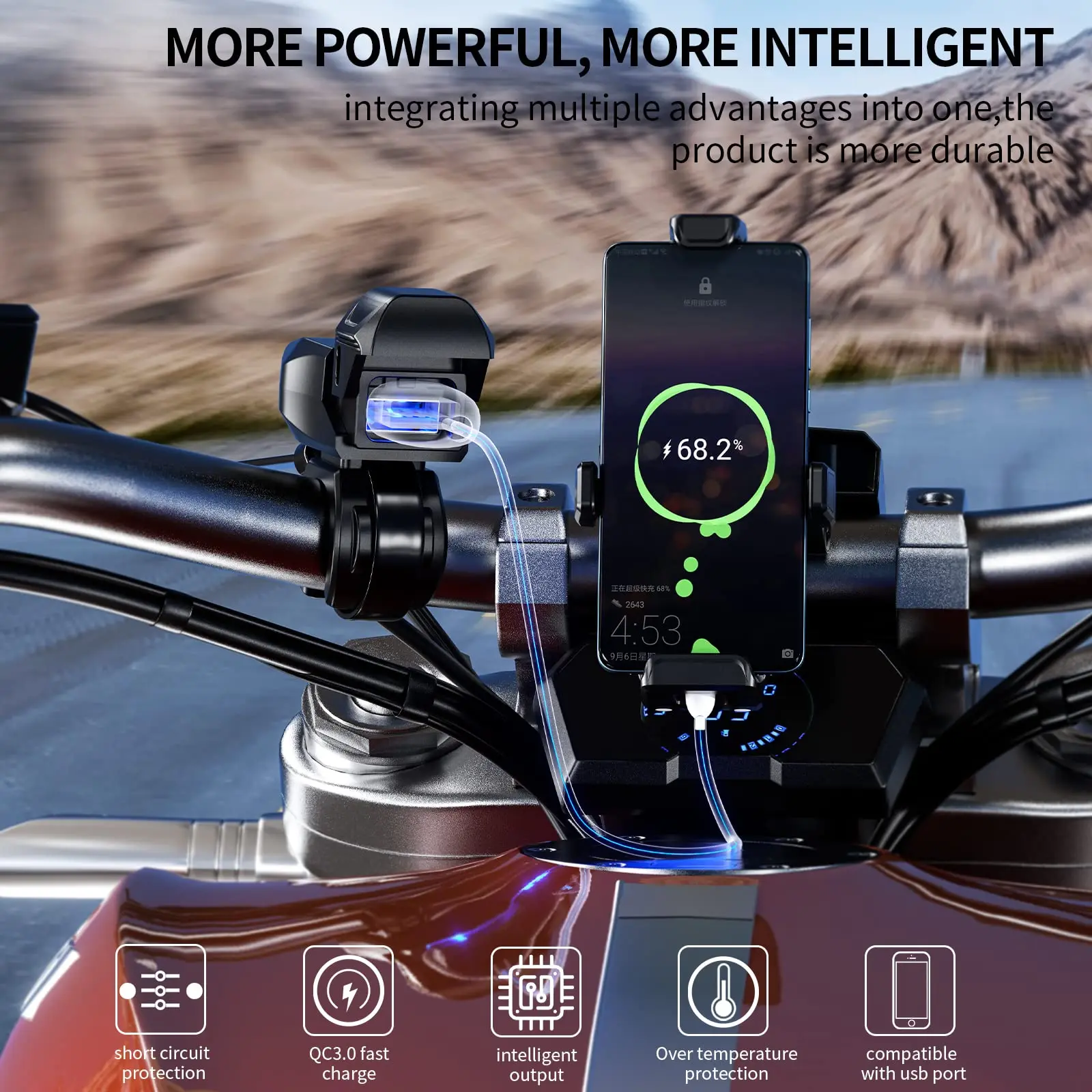 Gadpow impermeável carregador USB motocicleta com interruptor, SAE para adaptador USB, 1,8 m cabo SAE para motocicleta