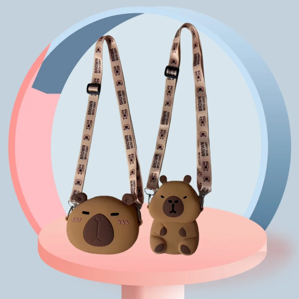 حقيبة Capybara Crossbody من هلام السيليكا ، أحزمة قابلة للتعديل ، حقيبة كتف كرتونية ، دمية بدون محفظة ، محفظة حيوانات كاواي ، طلاب