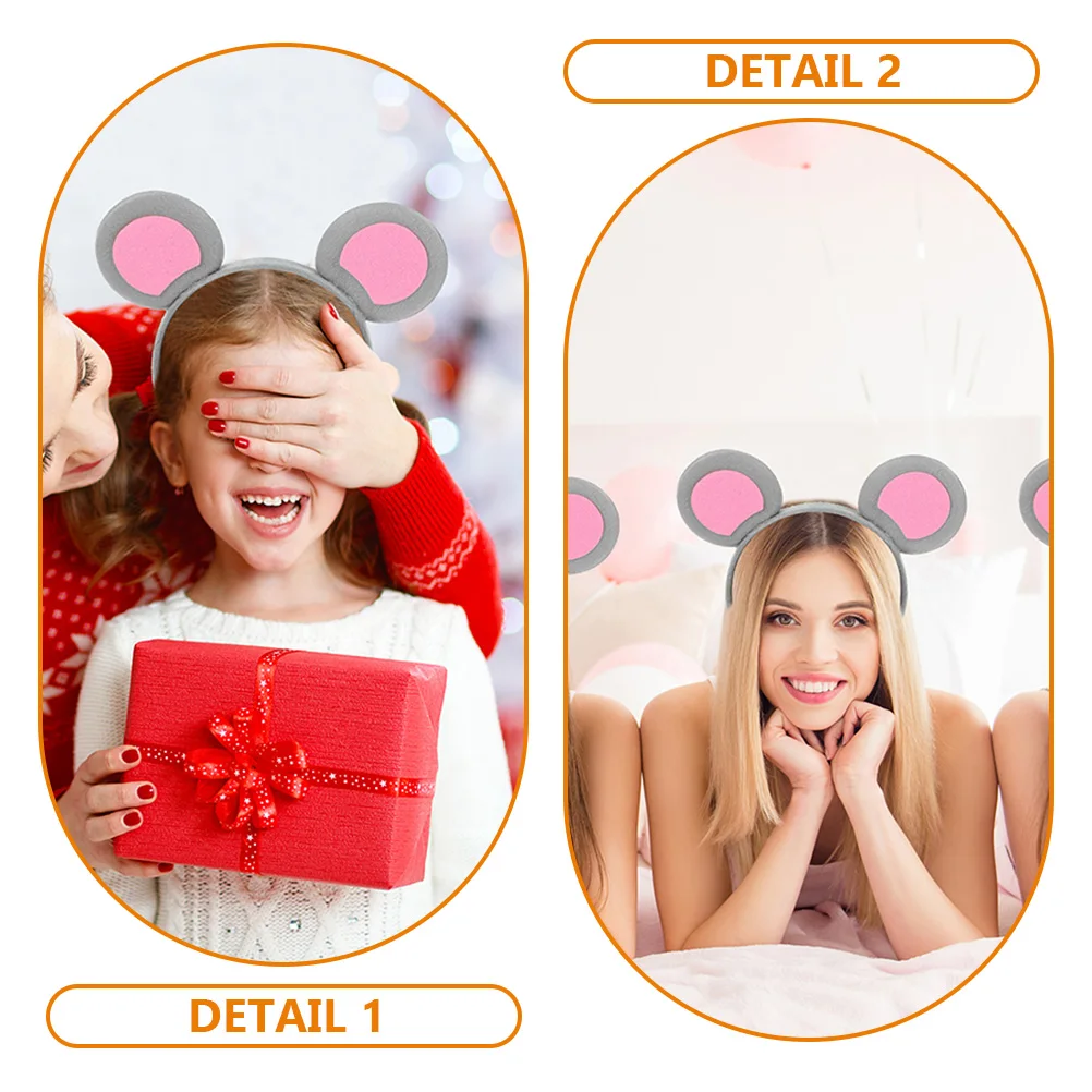 

4pcs Mouse Ears Headband Lightweight Comfortable Halloween Cosplay Adult Costume Accessories Non Slip Design Decorative