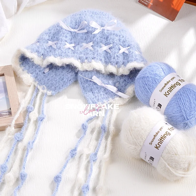 400G/4Pcs Snowflake Yarn, Long-Pile Yarn, Medium-Thick Knitting Yarn for Hand Knitting, DIY Knitting Materials, Suitable for Knitting Autumn and Winter Men's and Women's Trench Coats, Shawls, Sweaters, Hats, Scarves, Blankets, Seat Cushions, and Various Clothing Accessories