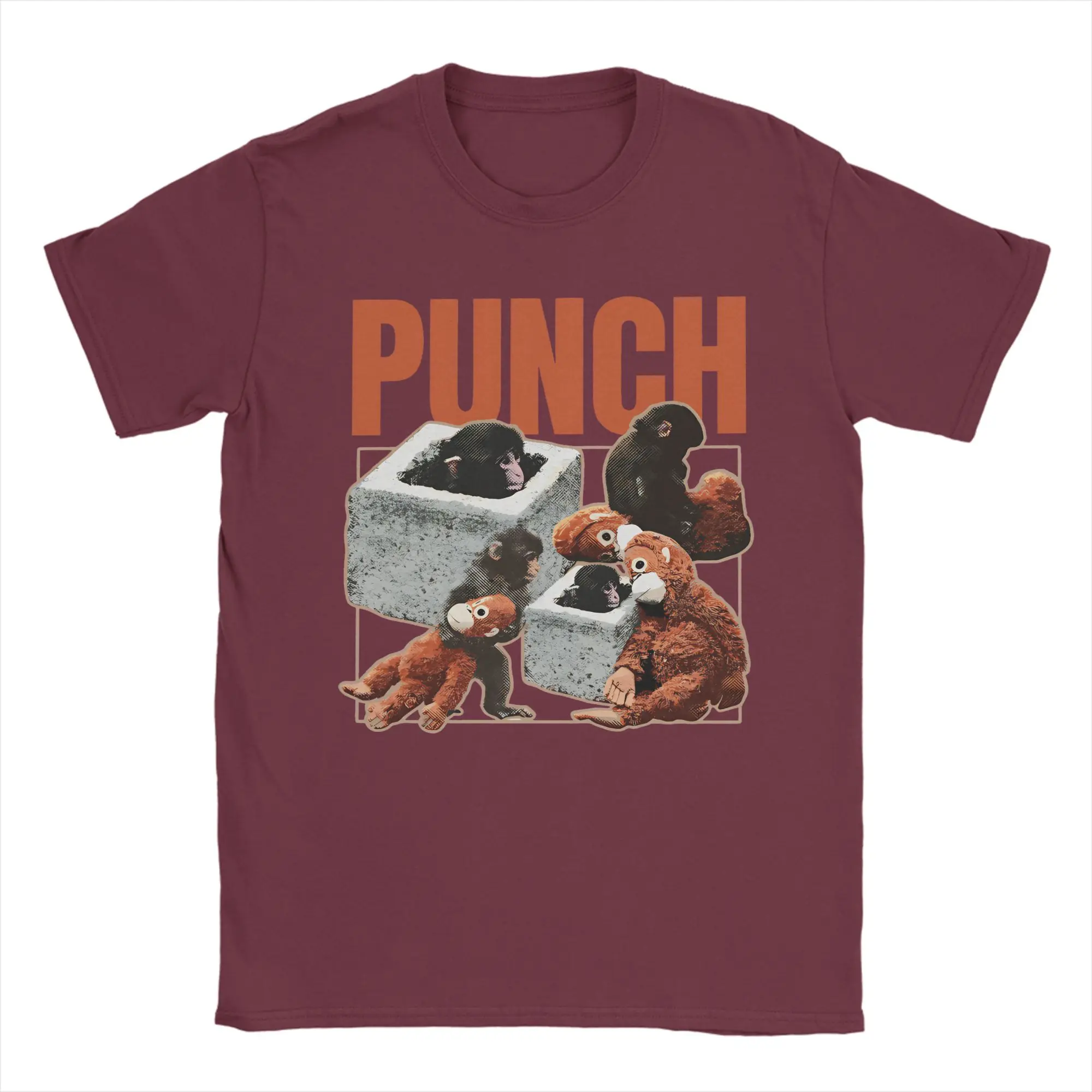 Men Women's Punch Monkey Hang In There Punch-Kun T Shirt  Cotton Clothing Fun Short Sleeve Crew Neck Tee Shirt Plus Size T-Shirt