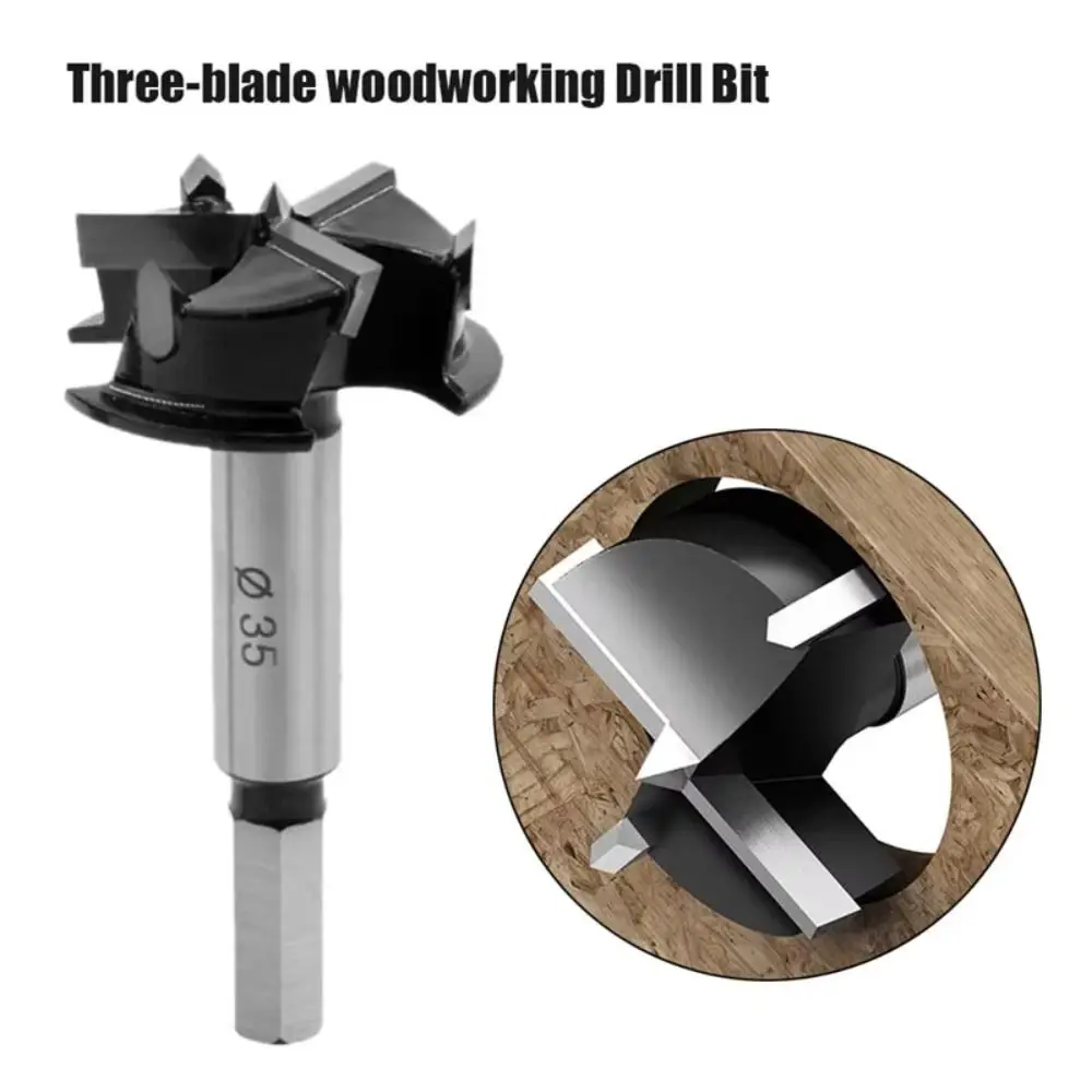 

3 Flutes Hinge Hole Opener Hex Carbide Tip Wood Auger Cutter 35mm Professional Adjustable Limit Woodworking Drill Bit Aircraft