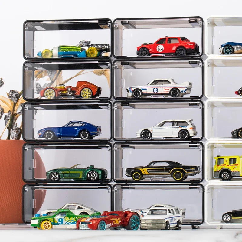 Boîte de présentation en acrylique pour Hot Wheels, voiture moulée sous pression, boîte de rangement pour véhicules, conteneur pour enfants, jouets