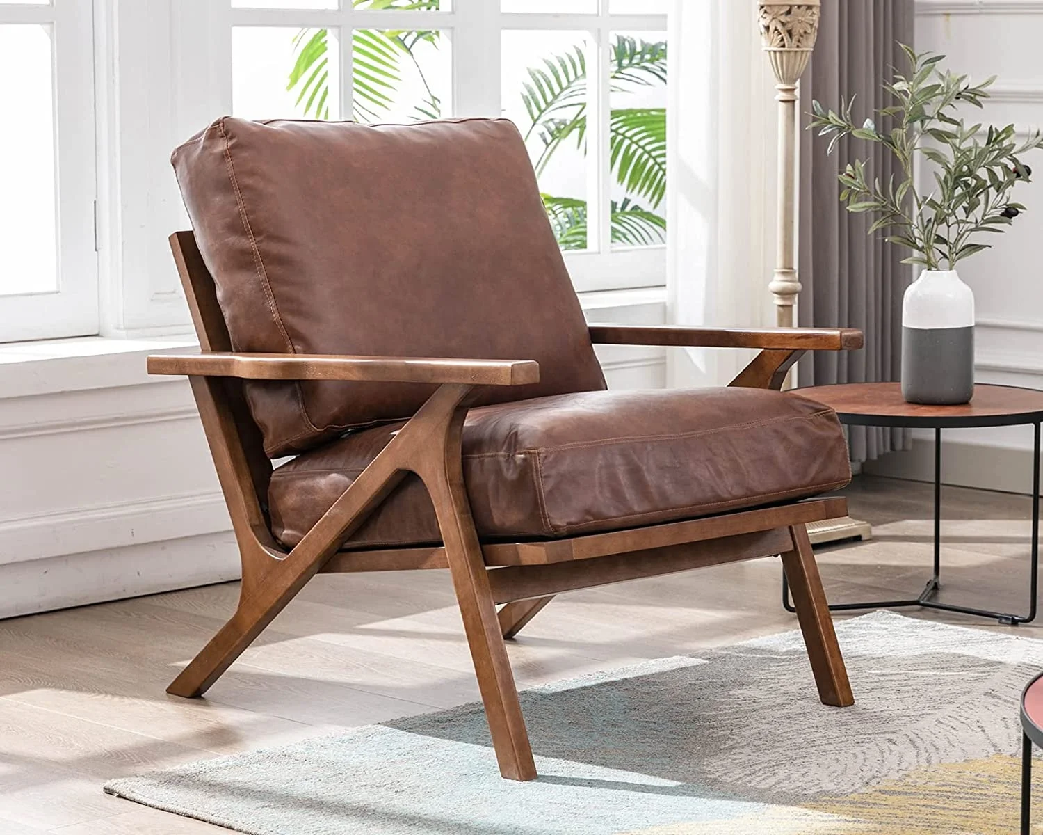 

#Cheap Recliner Chairs Upholstered Wooden Lounge Chair Modern Faux Leather Accent Armchair Accent Chairs Furniture