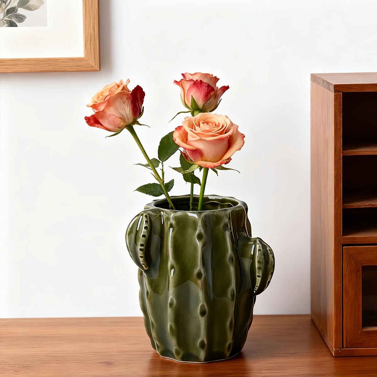 Hot Sale Cute Ceramic Cactus Pen Holder Office Organizer Ins Home Decor