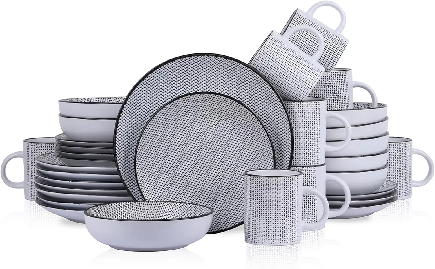 

Daisy Stoneware 32-piece Round Dinnerware Set, Daisy - White and Black