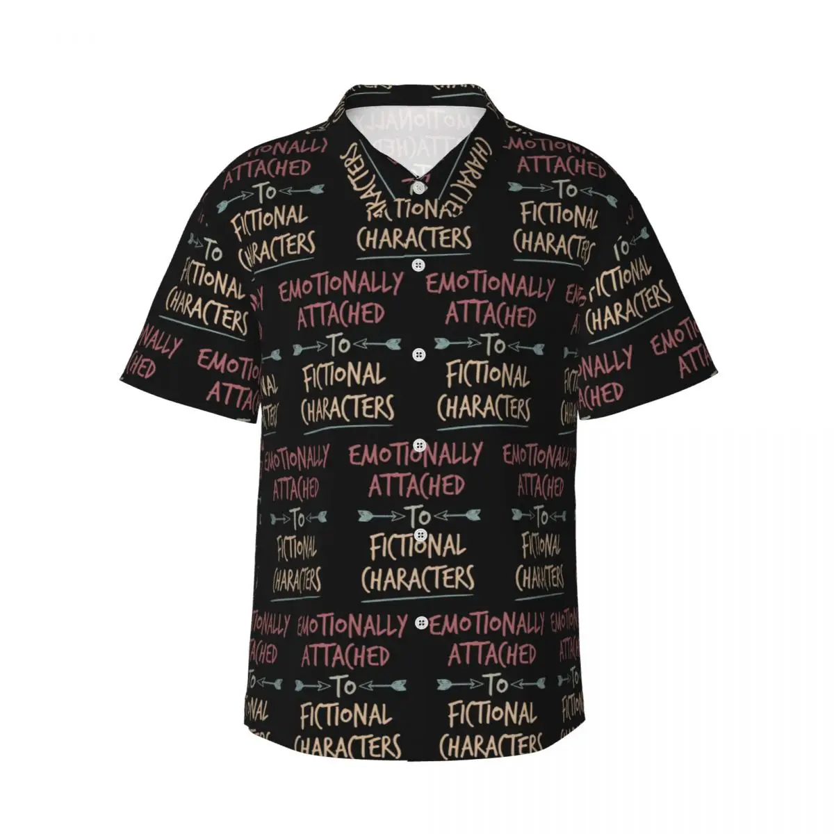 

Emotionally Attached To Fictional Characters Men's Shirts Hawaiian Short Sleeve Shirt Funny Lapel Tops for Summer Beach