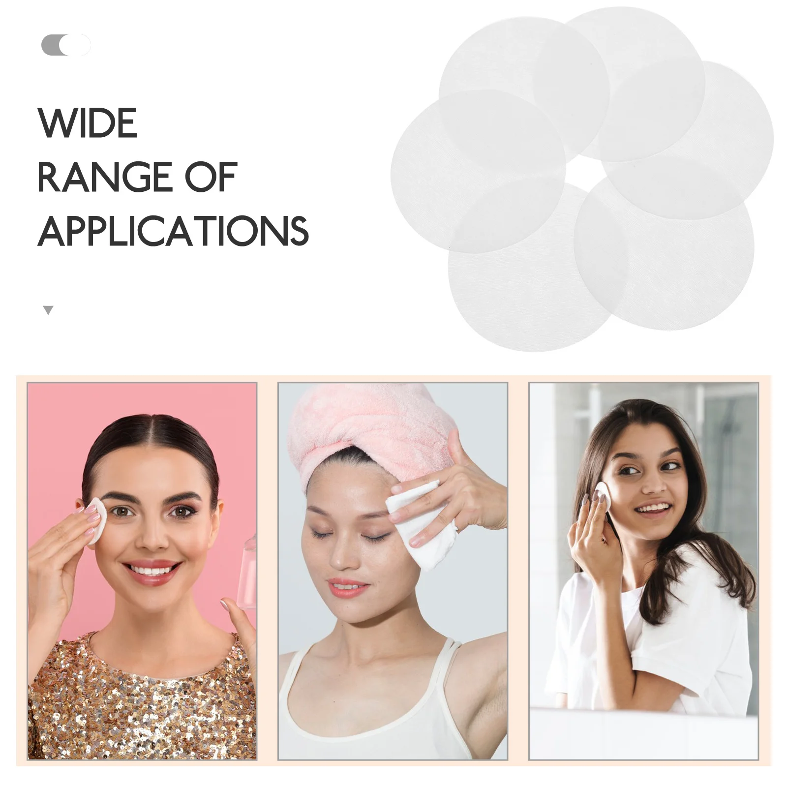 200pcs Round Non-Woven Sheets Makeup Remover Pads Face Cleansing Facial Skin Care Wet 7.5Cm 100 Pieces Pack Lightweight