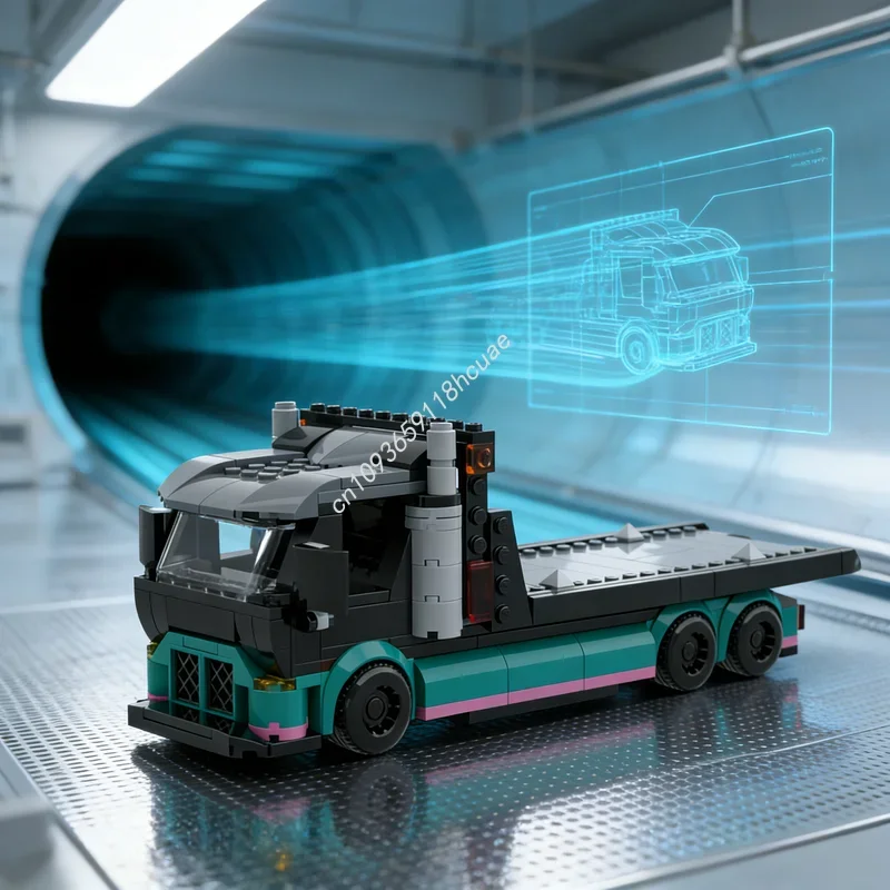 

584pcs MOC City Champions Car Transporter Model Building Blocks Toy Construction DIY Christmas Gifts Creative Education Brick