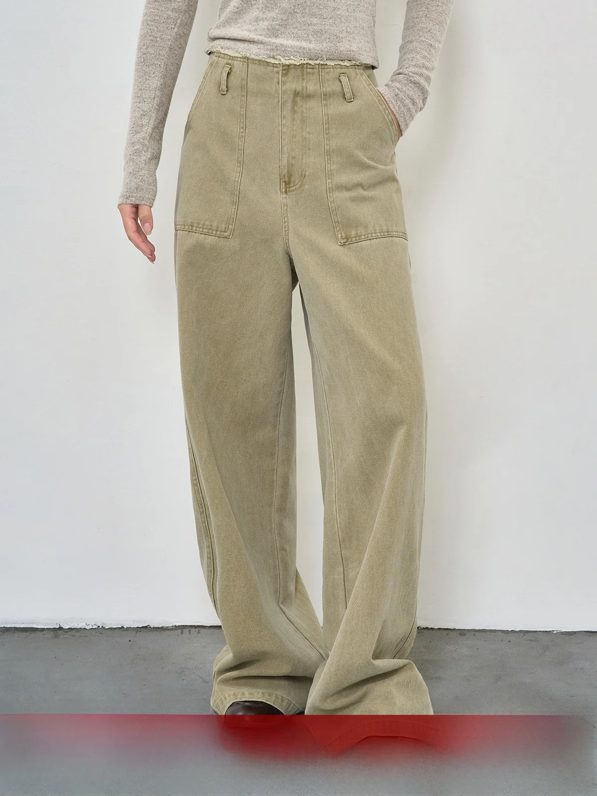 

Женские джинсы-клеш цвета хаки с высокой талией, прямого кроя, длиной в пол, из микроэластичного денима, однотонные, для повседневной носки