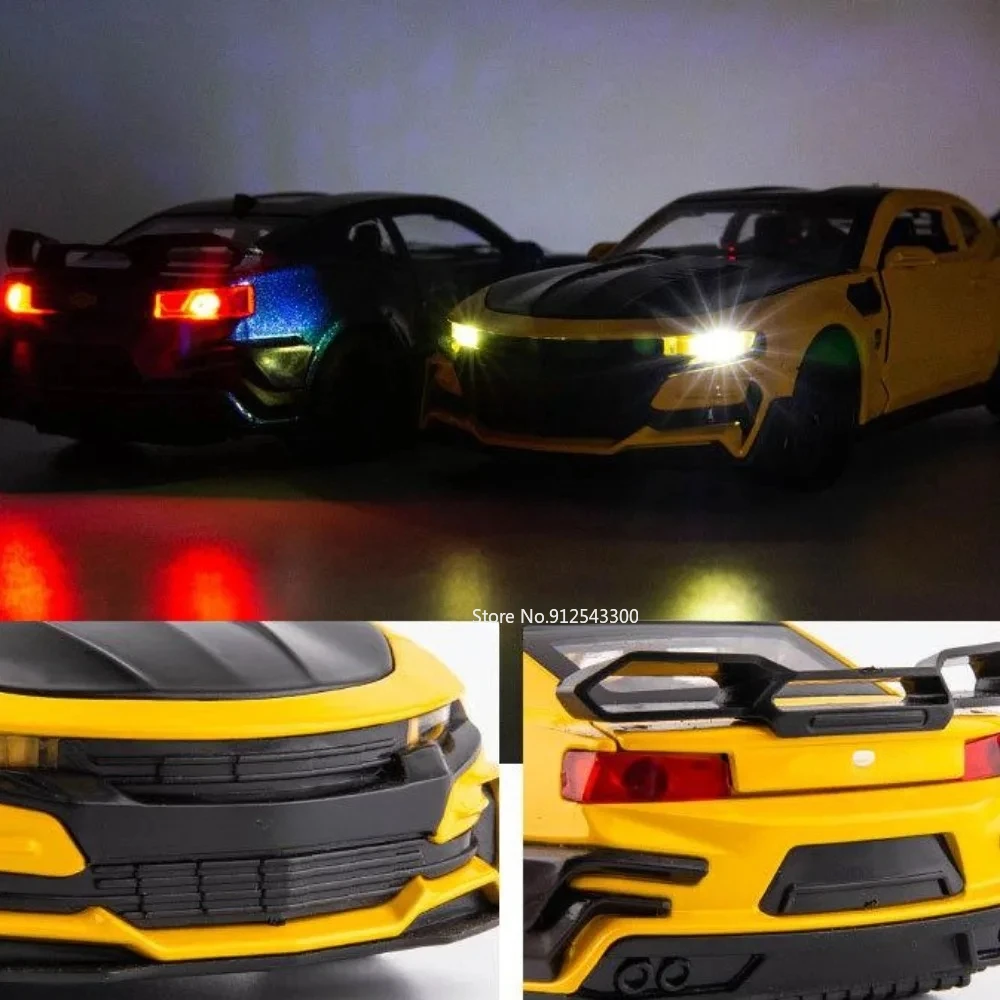 1:32 Scale Camaro Car Toys Alloy Diecast Model Sports Car with Sound Light Doors Openable Vehicles Toy for Child Birthday Gifts