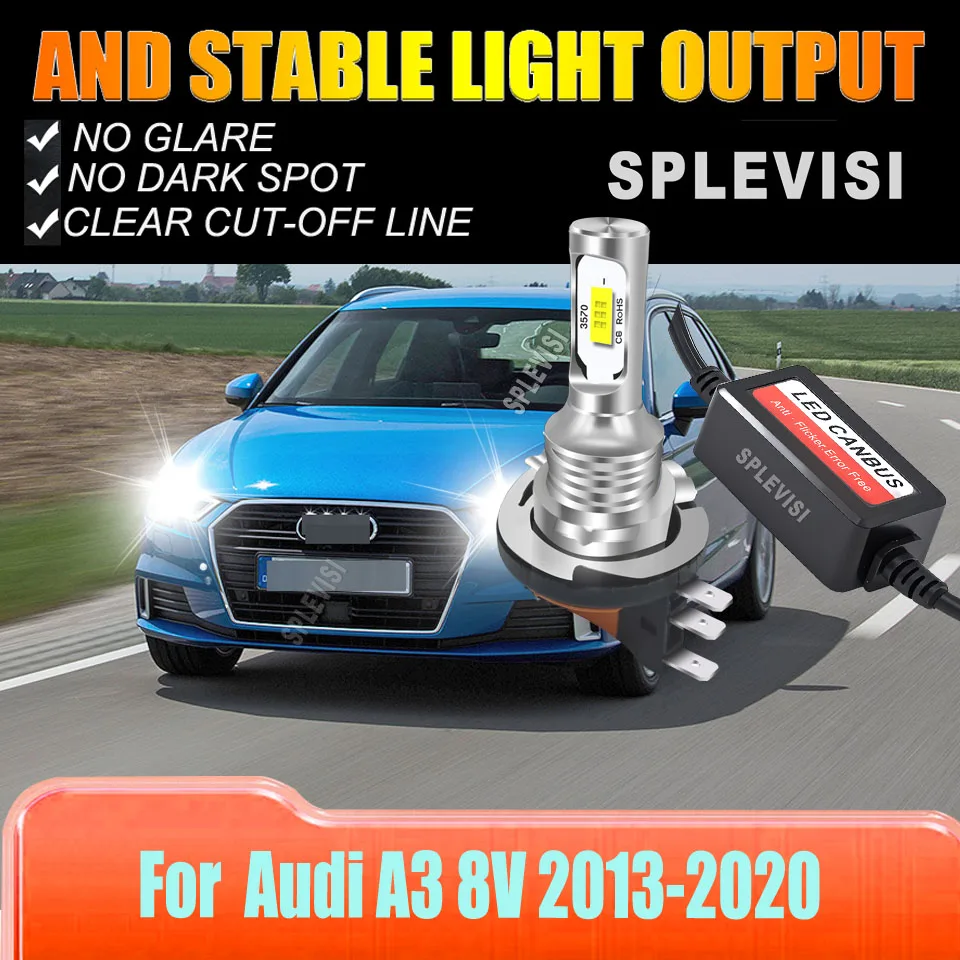 

12v H15 PGJ23T-1 Bulbs 6000K White LED Hi Beam Light Cnbus Kit Play Plug For Audi A3 8V 2013 2014 2015 2016 2017 2018 2019 2020