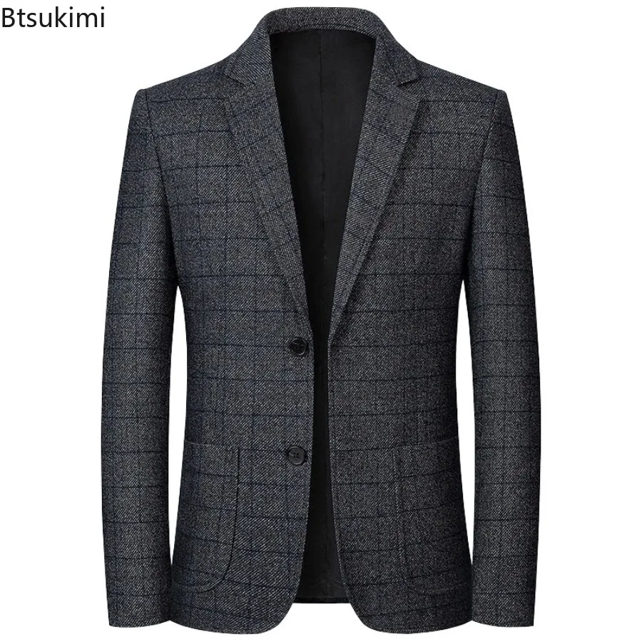 New Men's Business Social Suit Jackets Spring Autumn Fashion Slim Casual Handsome Blazers High-end Wedding Party Dress Suit Tops