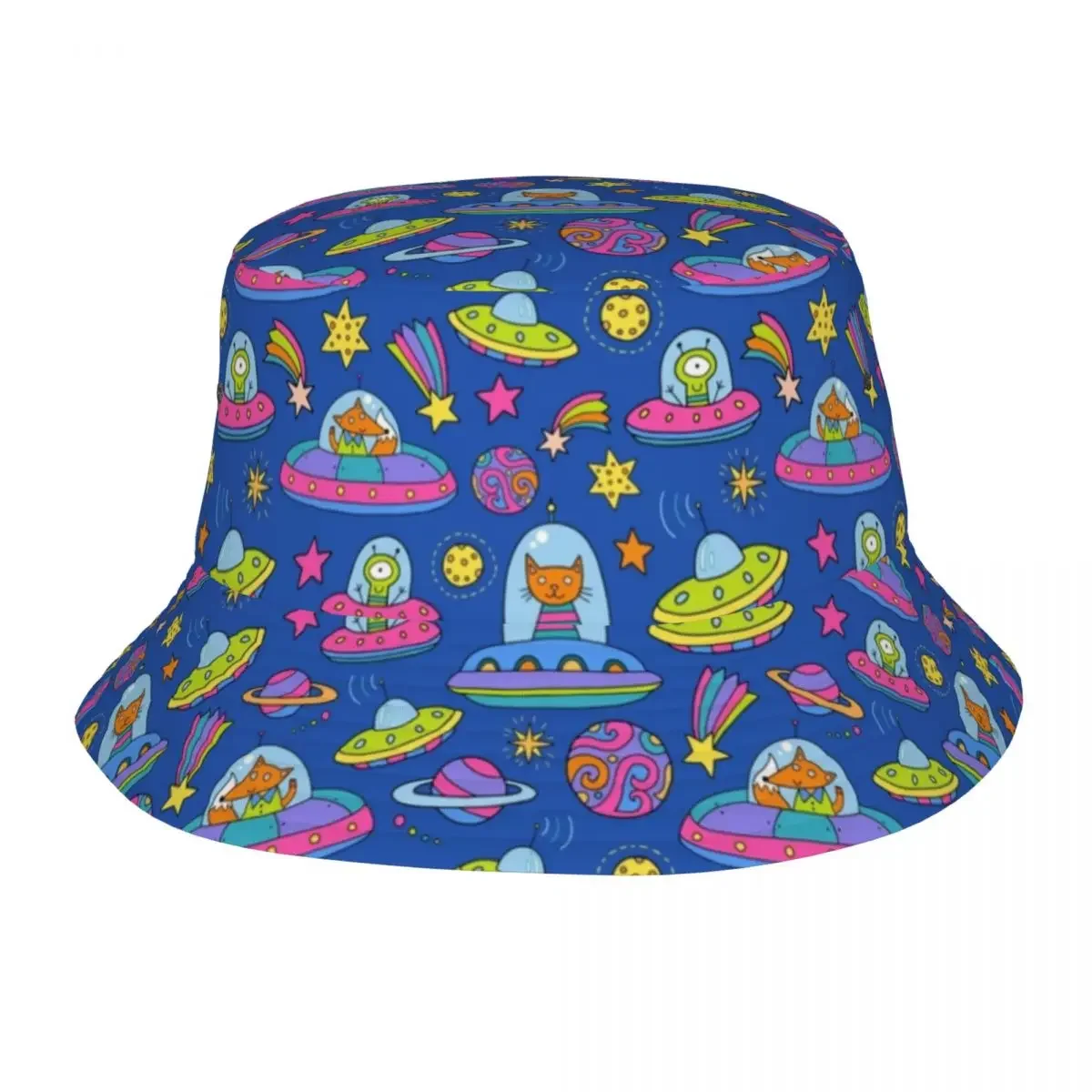 To The Moon And Back Aliens Pattern Unisex Bucket Hats Personalized Summer Travel Beach Hat