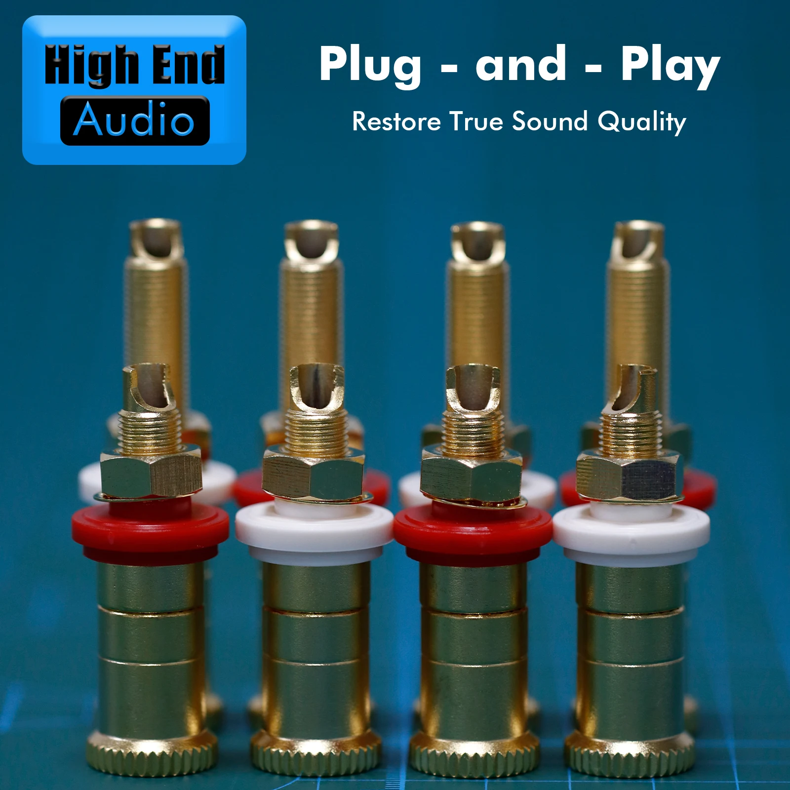 Preffair 24K Gold-plated Speaker Binding Posts Terminal Connectors Professional HiFi Amplifier Audio Speaker Cable