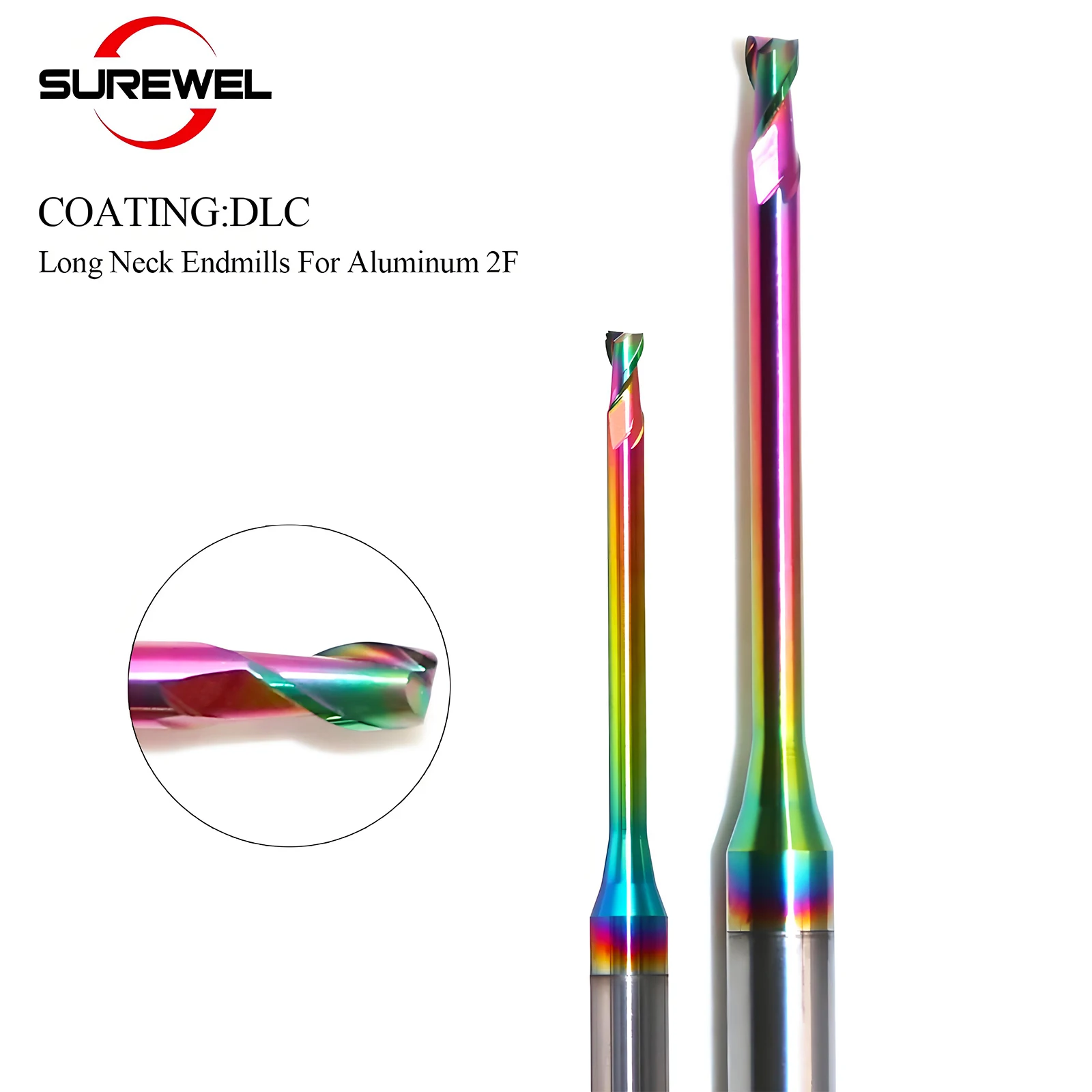 

SUREWEL карбид 2 канавки DeepFlute концевая фреза DLC покрытие, для углепластика, стеклопластика, композиты с керамической матрицей, 0,2-3 мм ЧПУ, прецизионное фрезерование