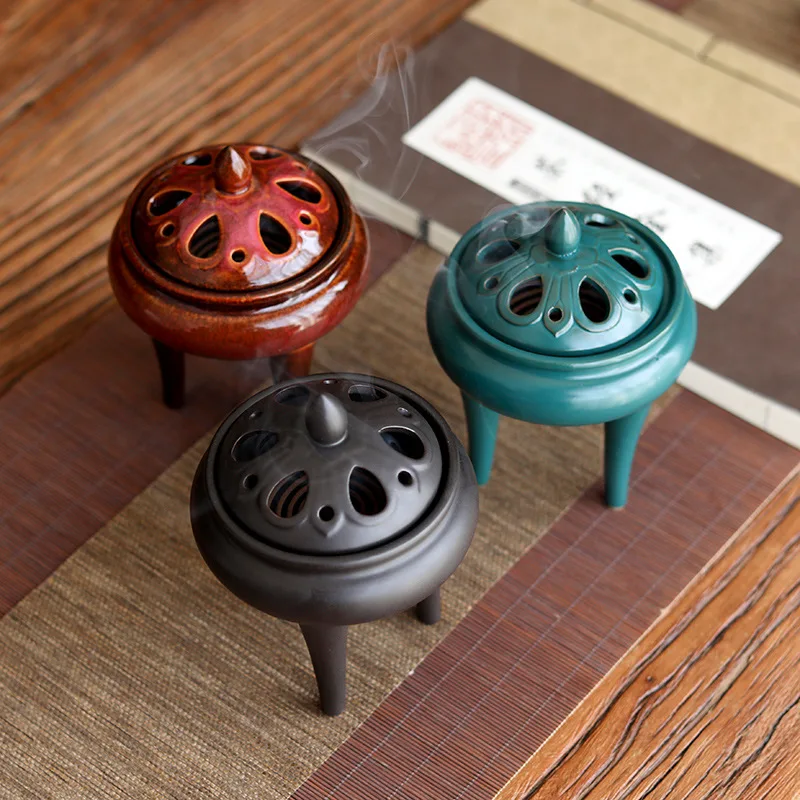 Retro Incense Burner Decoration Household Indoor High Foot Incense Burner Purifying Air and Tranquilizing Plate Incense Burner