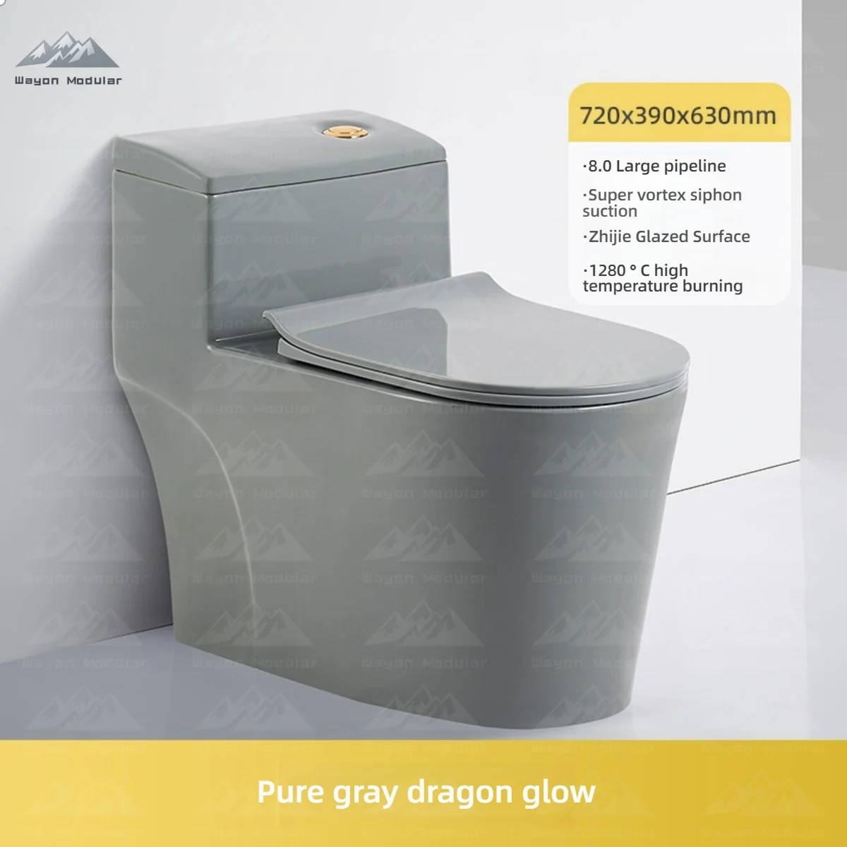 Hot Sale Water Saving Ceramic Toilet Grey with Gold Accent High Efficiency Flush for Commercial Residential Bathrooms - view 6