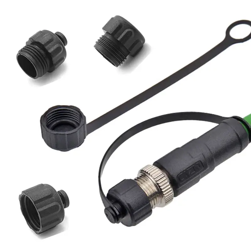 10pcs M12 M8 Dust Cover Internal Thread/External Thread Connector Cover Male Female with Rope Special Cap for Aviation Plug