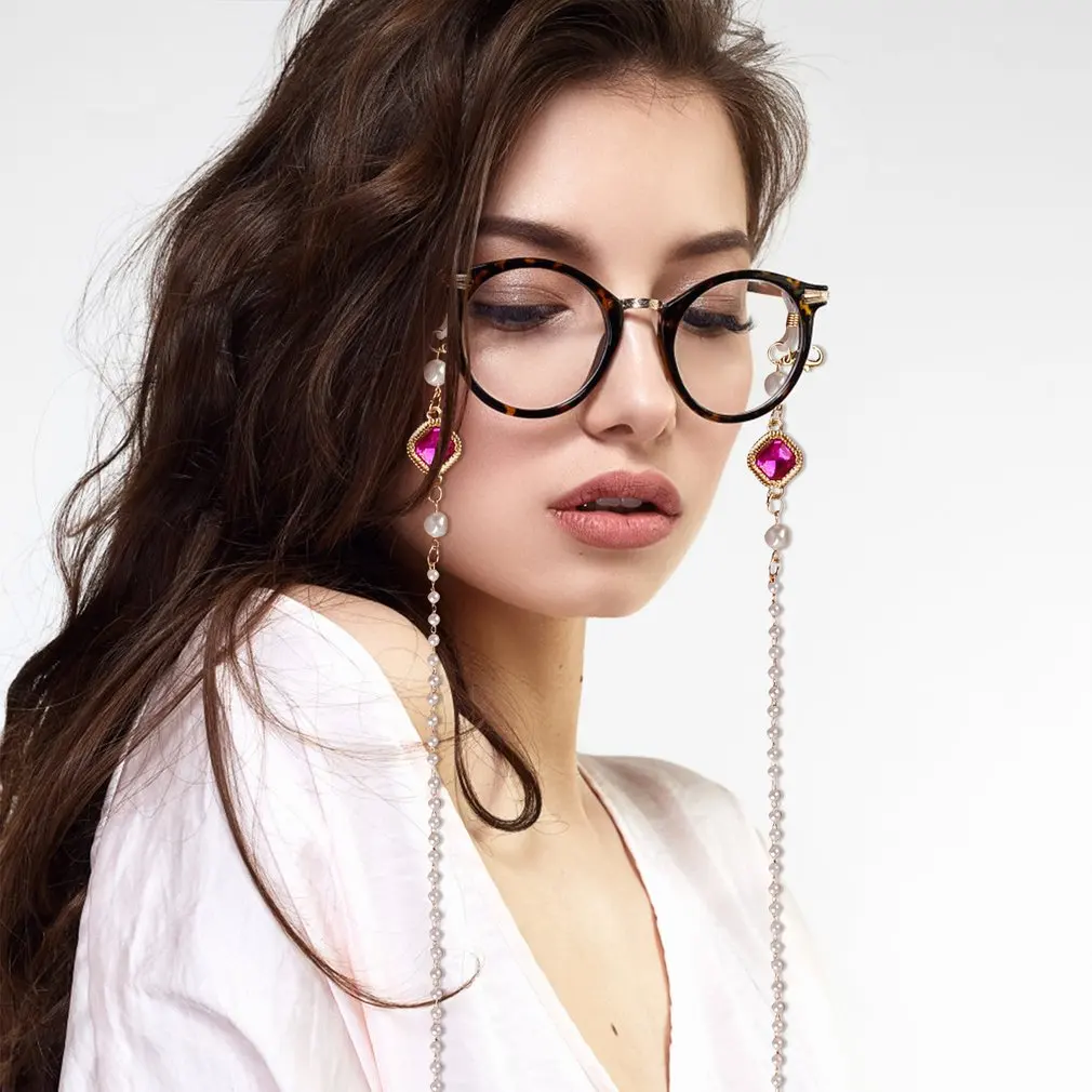 Mask Chain Pearl Crystal Hanging Neck Glasses Chain Mask Anti Loss Chain Necklace Glasses Lanyard Mask Extender Holder Rope