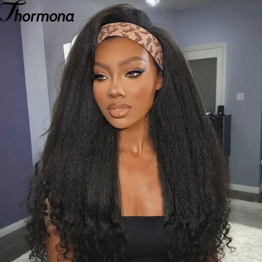 

Афро-кудрявые парики с повязкой на голову Синтетические странные прямые с вьющимися концами Бесклеевые без несмываемых зажимов в полуяки Прямые парики