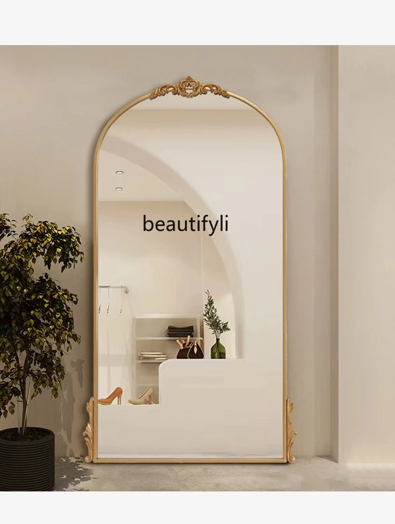 

French Retro Full-Body Floor European-Style Mid-Ancient Dressing Cloakroom Full-Length Mirror