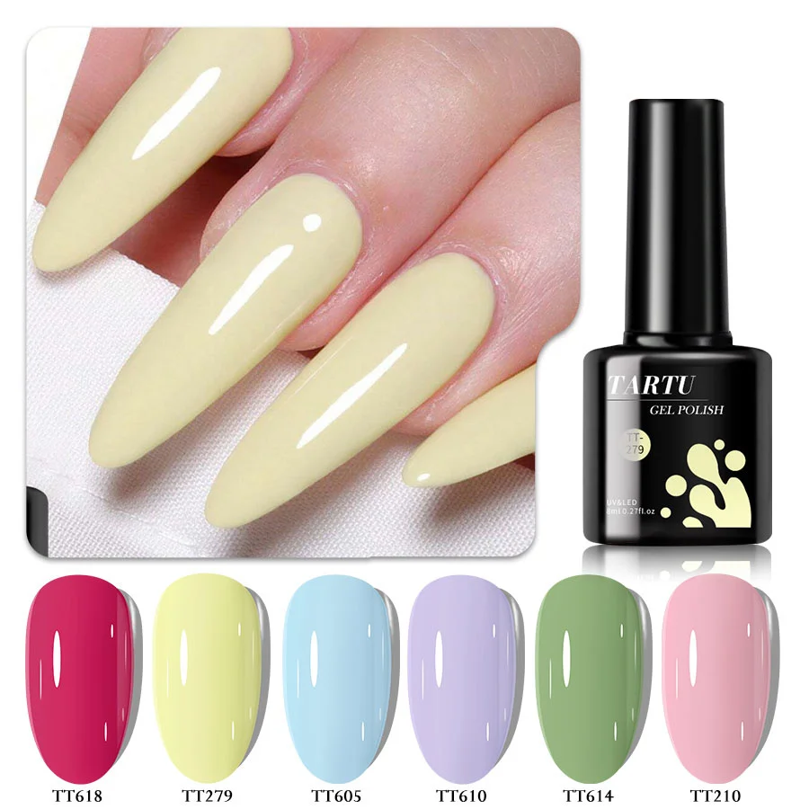 Set di gel per unghie Jelly Nude Pink da 6 pezzi, kit di smalti gel semipermanenti verde blu 6 colori, Soak Off per Uv/Led, nail art Top manicure