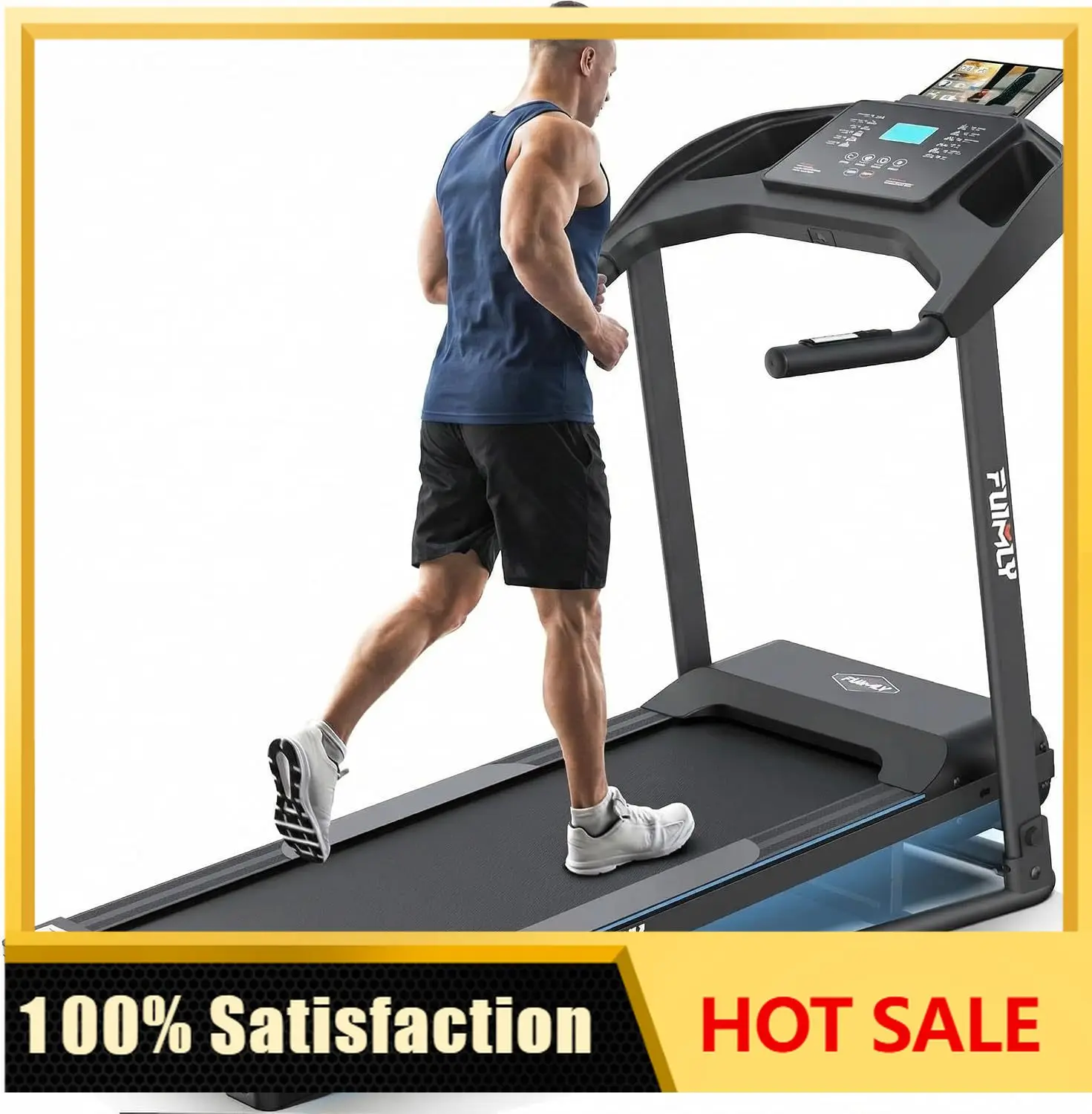 Incline Treadmill Foldable, Smart Portable Treadmills for Home with Body Fat Measurement & Heart Rate Sensor, 3.5HP Heavy Duty F