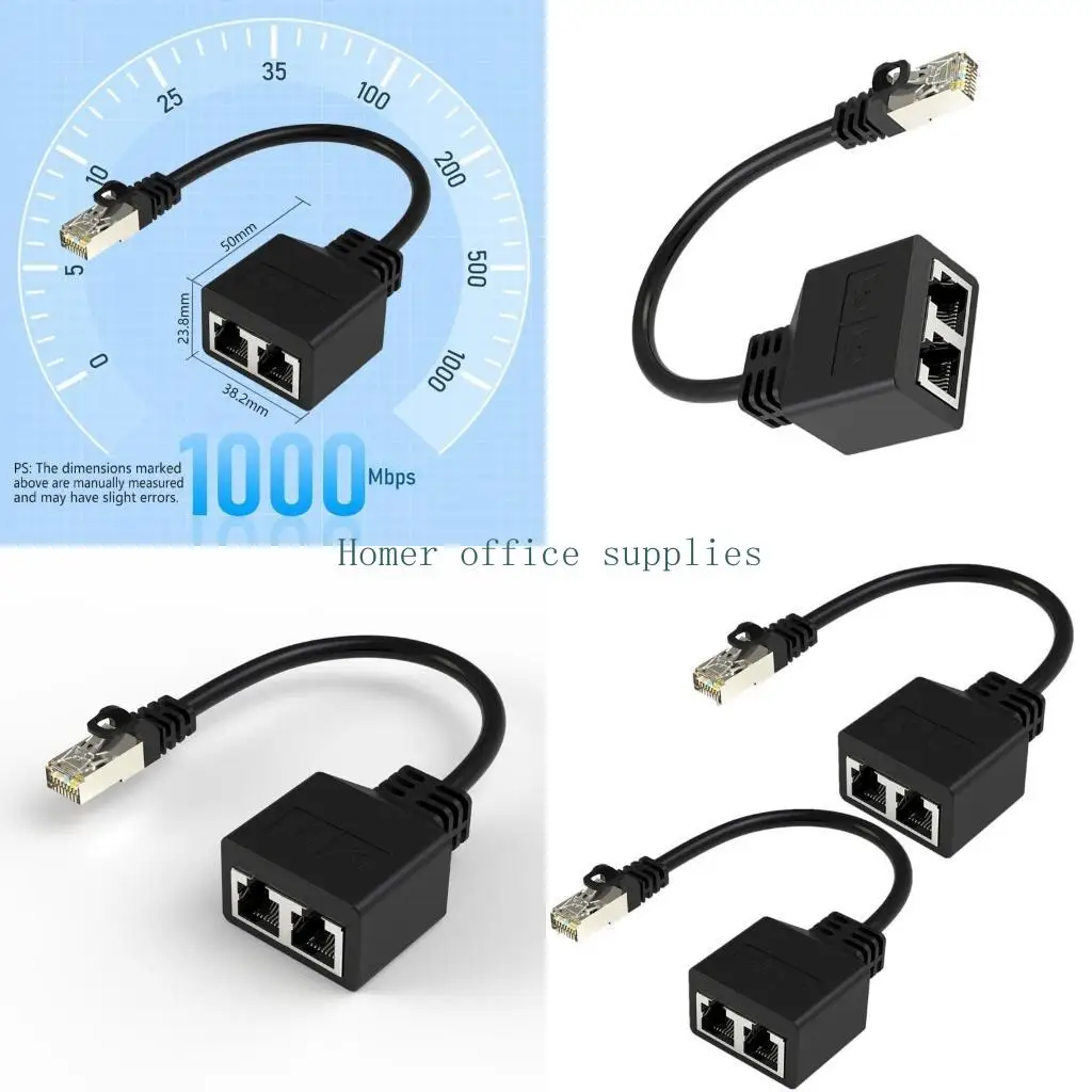 

K43B Ethernet Splitter Cable RJ45 Splitter Connectors Adapter 1 to 2 Ways Plug Play