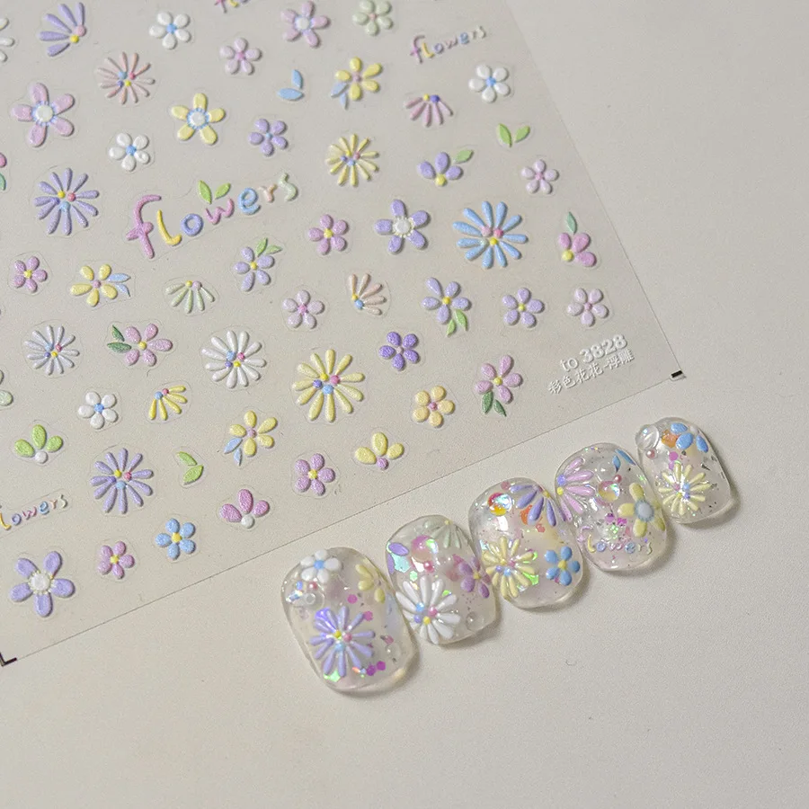 1PCS Beautiful Colorful Flowers Nail Art Sticker Nail Art Decoration Spring Flowers and Grass 5D Nail Sticker Nail Art Supplies