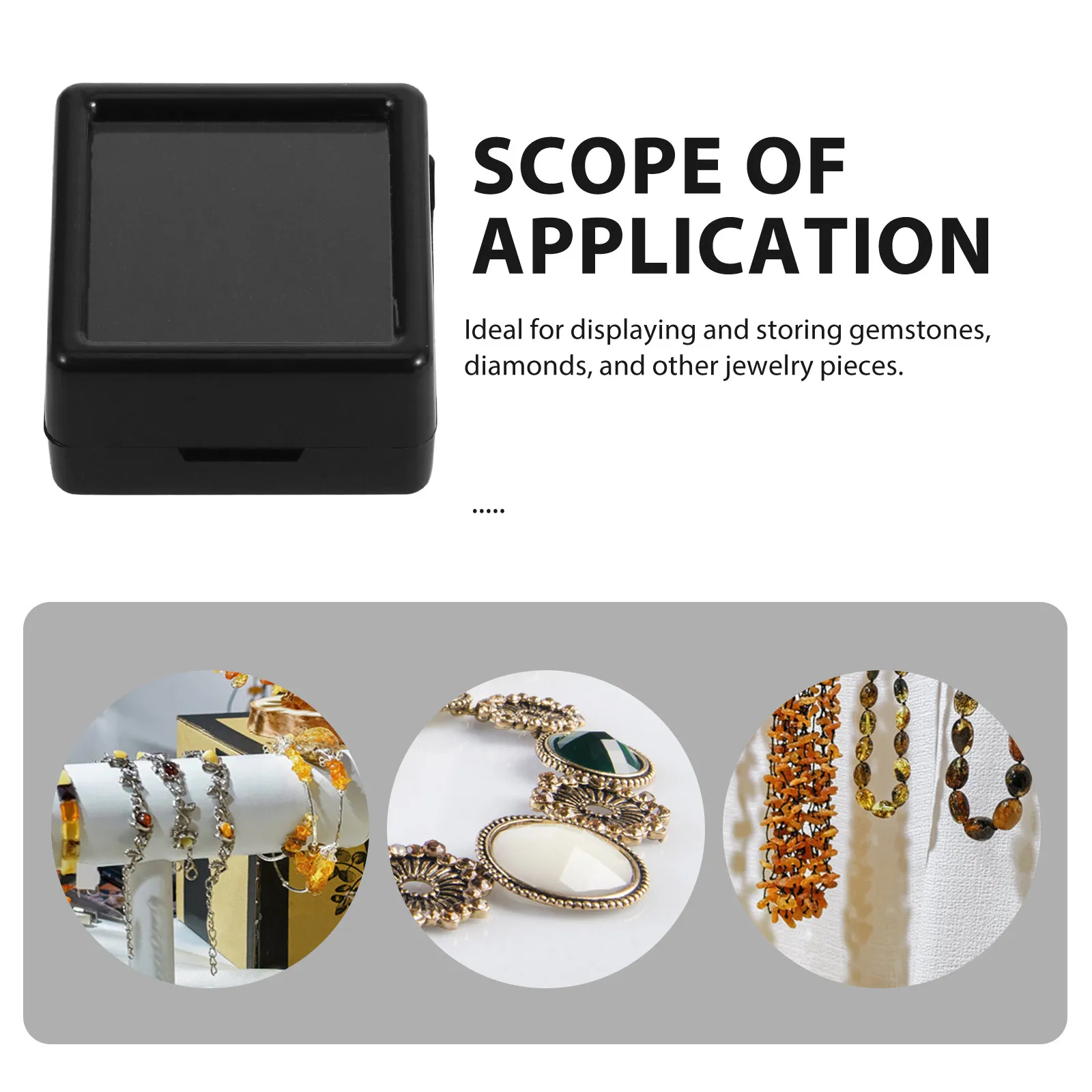 12Pcs Black Jewelry Display Boxes Plastic Glass Lid Secure Gemstone Diamond Storage Case Compact Collection Use