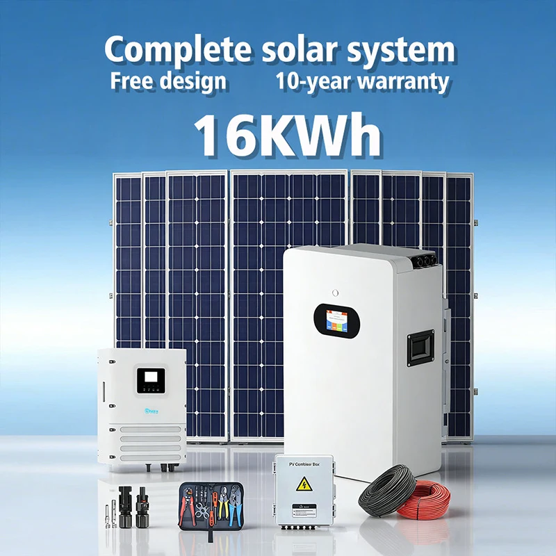 6KW Hybrid Solar Energy Storage System Single Phase 230V Floor Standing Inverter LiFePO4 Battery Complete Home Mono Solar Panel