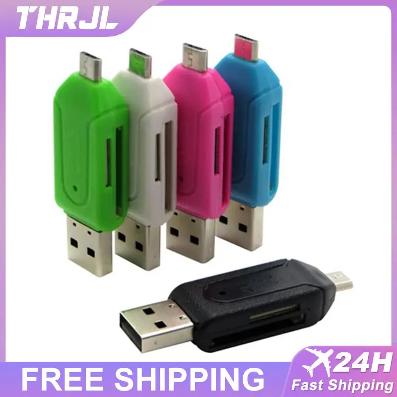 5 Colors 2 in 1 USB OTG Card Reader Universal Micro USB OTG TF/SD Card Reader Phone Extension Headers Micro USB OTG Adapter