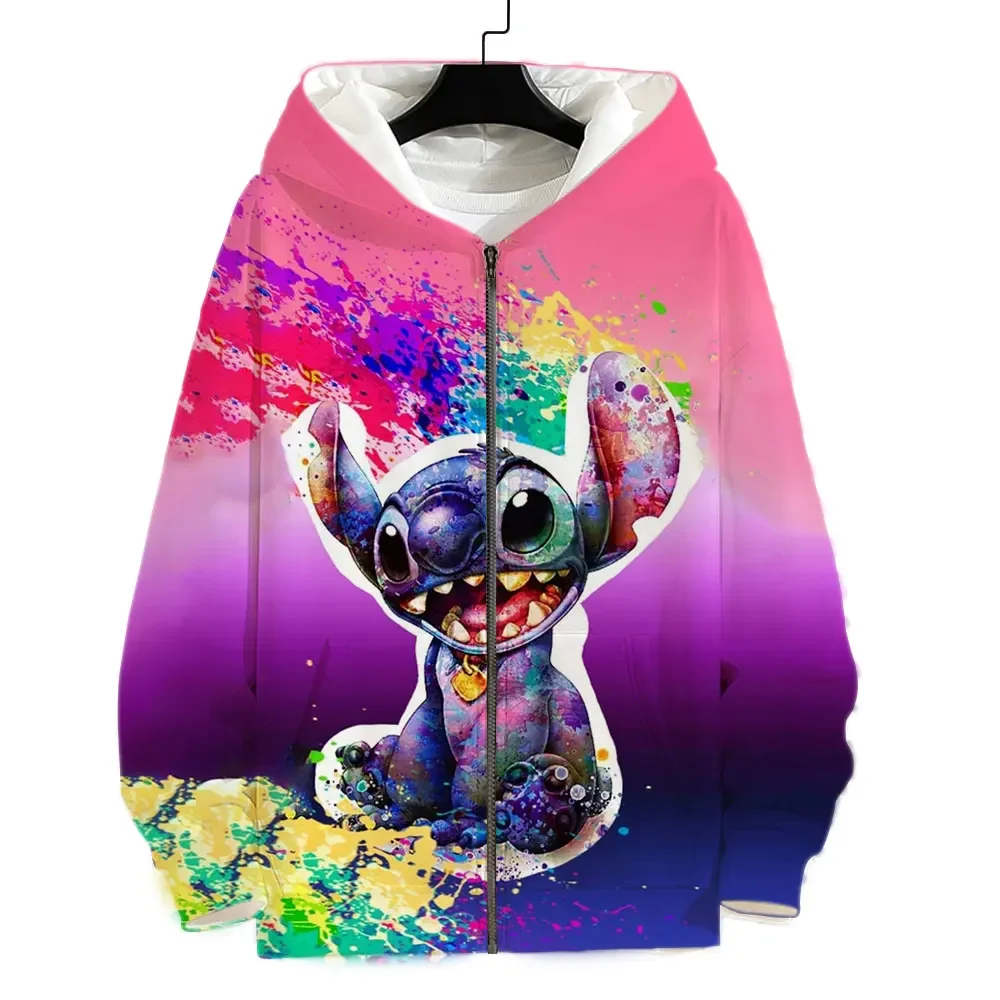 

Men Sweatshirt Disney Lilo & Stitch 3D Print Men Hoodies Zipper Cartoon Anime Harajuku Style Women Oversized Jacket Coat