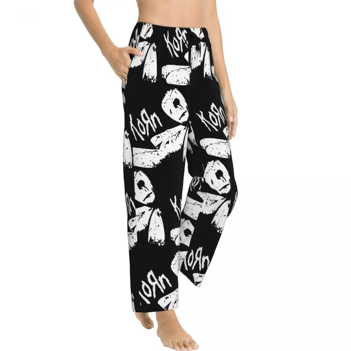 Custom Printed for Women Korns Alternative Metal Rock Band Pajama Pants Sleepwear Sleep Lounge Bottoms with Pockets