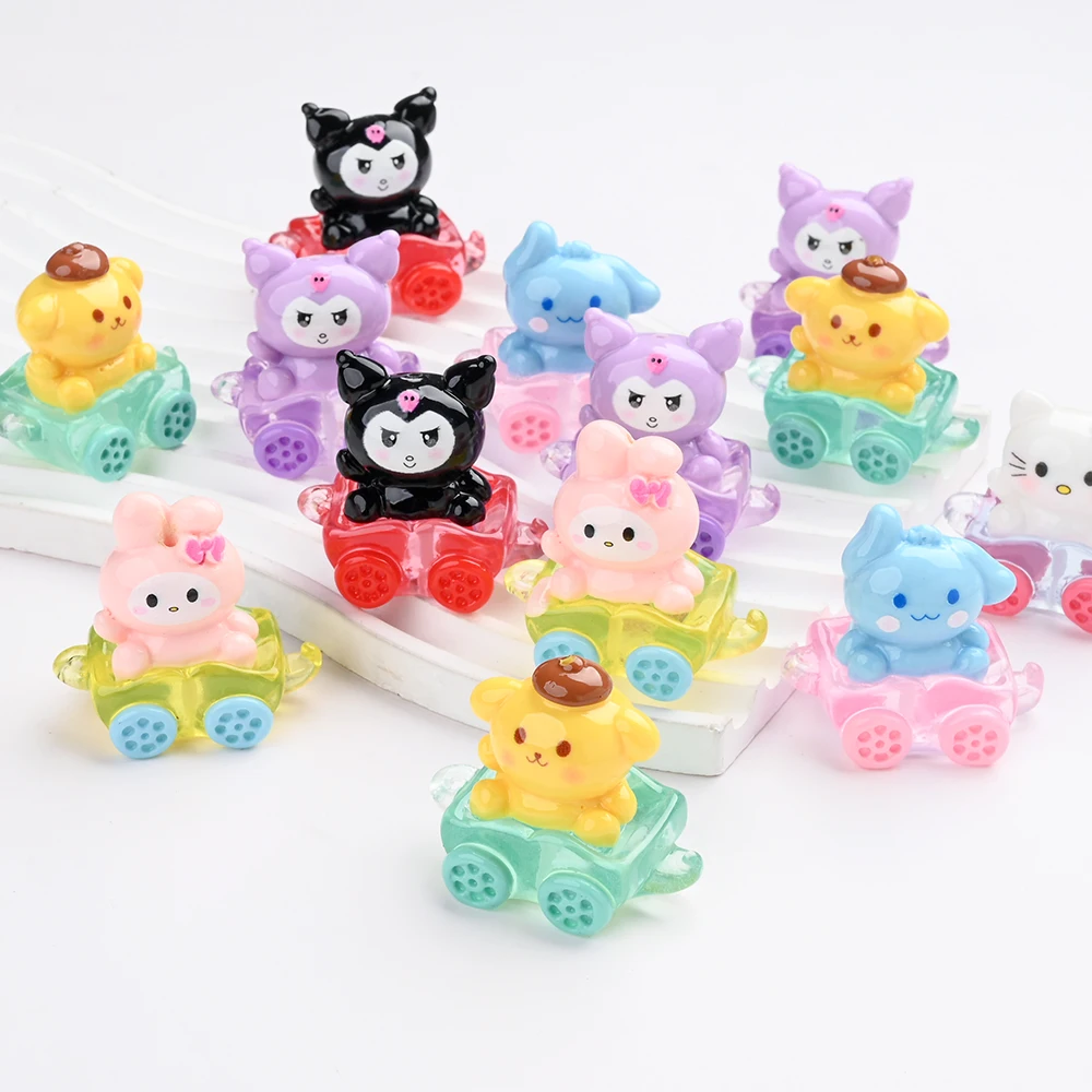 5Pcs Sanlio 3D Character Resin Bead Cute Cart Design Bead For Jewelry Making DIY Necklace Bracelet Earrings Keychain Accessories