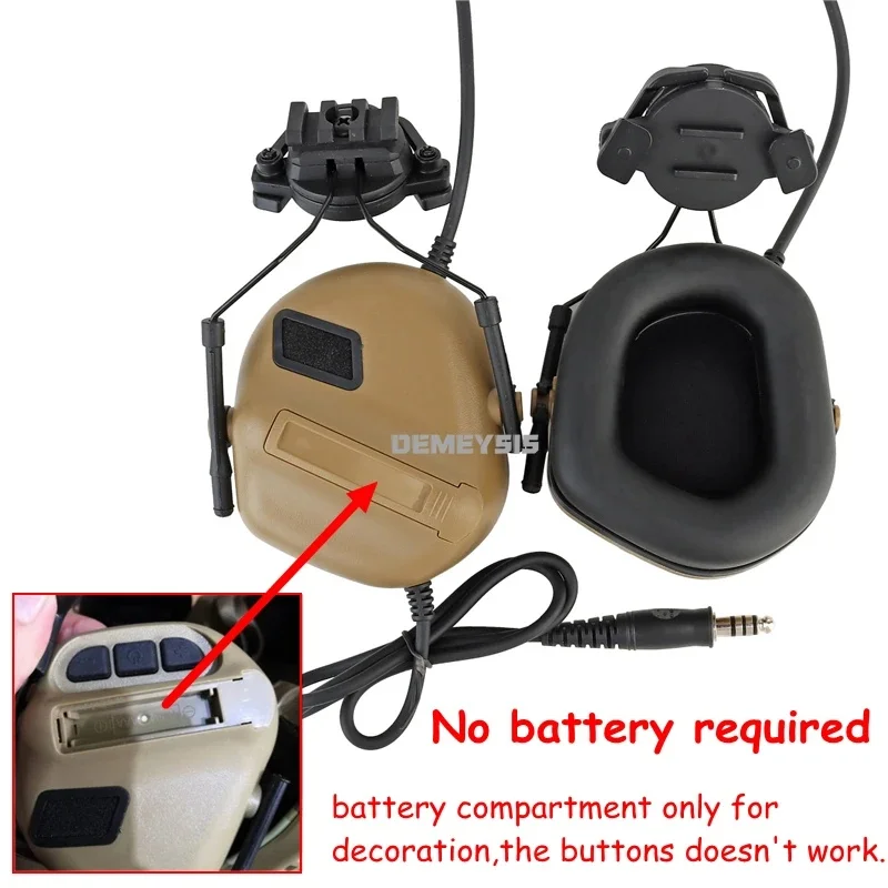 Tactical Helmet Headset with Fast Helmet Rail Adapter Airsoft Communication Headphone Outdoor Hunting Shooting Headset