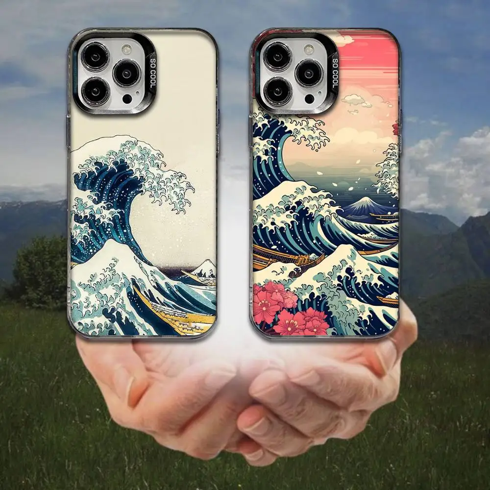 

Great Wave Of Kanagawa Phone Case For iPhone 16,15,14,13,12,11,8,7,Pro,Max,Plus,Mini,XS,SE Anti Fall Black Matte Hard