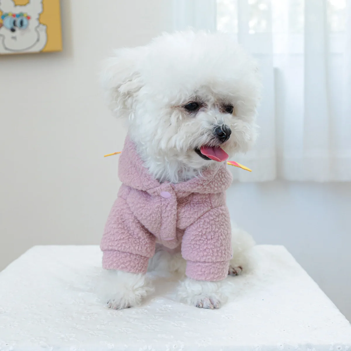 1PC Pet Clothing Autumn/Winter Thick Plush Cute Monster Pink Hat Coat Suitable for Small and Medium sized Dogs