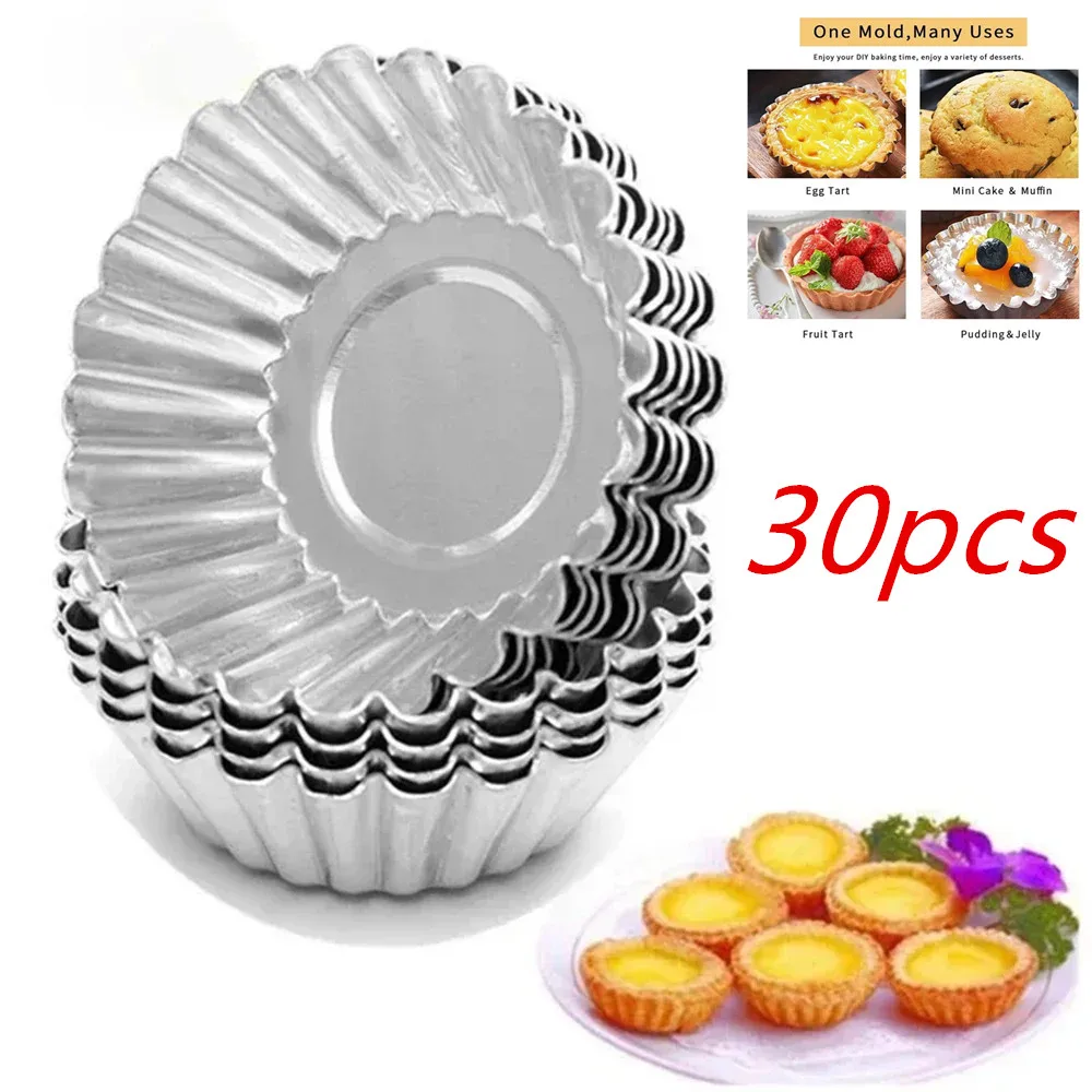 

30pcs Egg Tart Mold Good Thermal Conductivity Light And Durable Easy To Demould for Baking Mini Tarts Pies Cupcakes Muffin