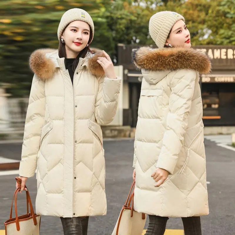 Abrigo de algodón con capucha para mujer, chaqueta gruesa y cálida para invierno, Parkas de talla grande, novedad de 2023