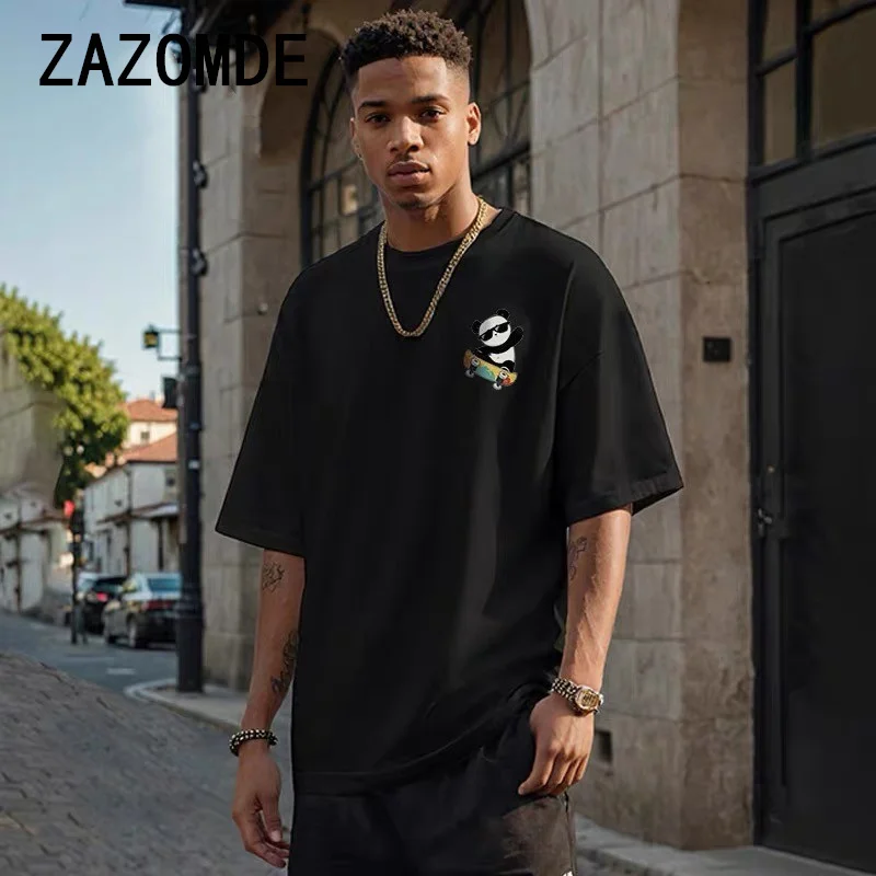 ZAZOMDE Men's Casual T-shirt Oversized Panda Graphic T Shirt Loose Cotton Y2k Tops Clothes Streetwear Harajuku Short Sleeve Tees