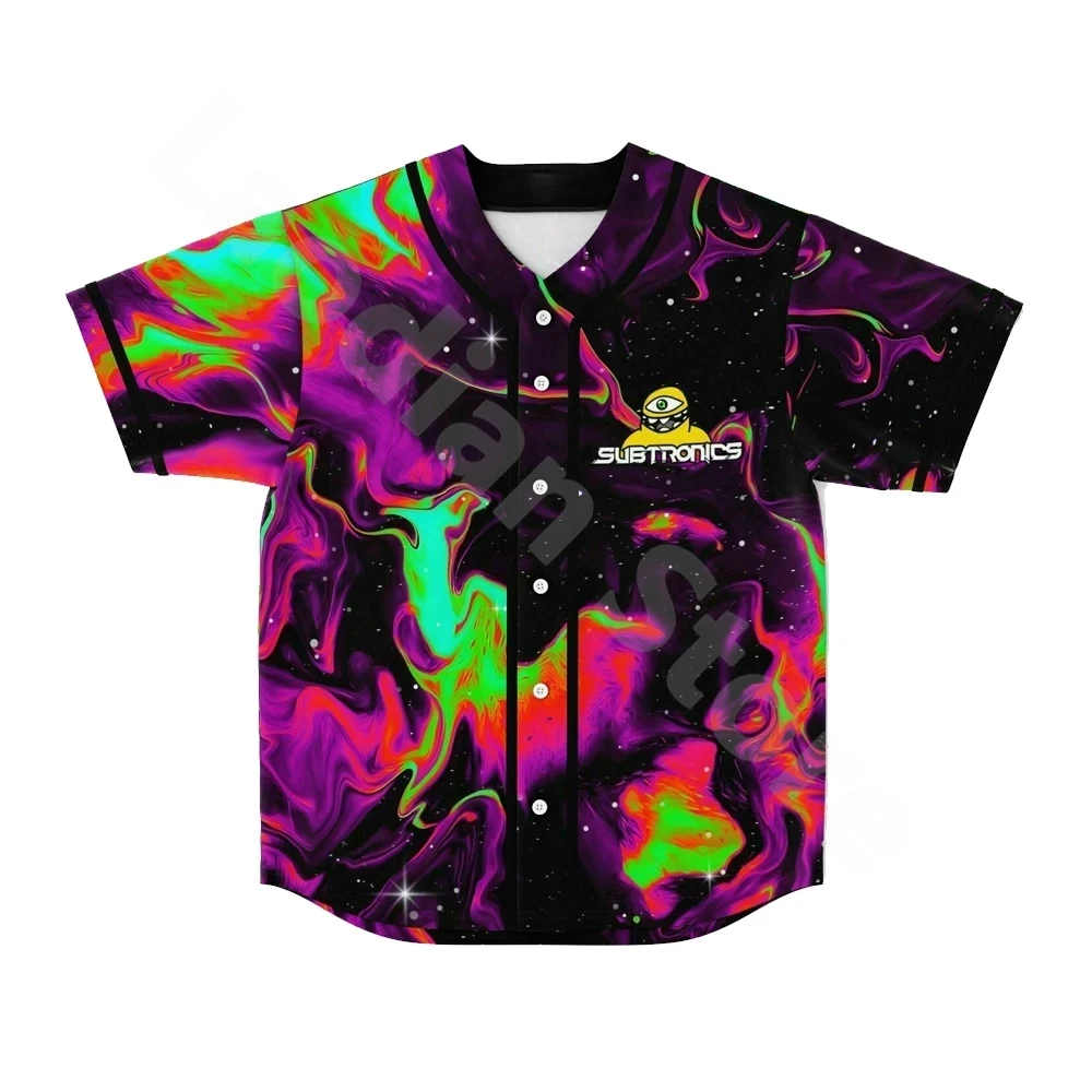 Subtronics Weird Baseball Jersey Streetwear V-neck Shirts Cosplay 3D Jacket Fashion V-neck Short Sleeve Hip Hop Baseball Uniform