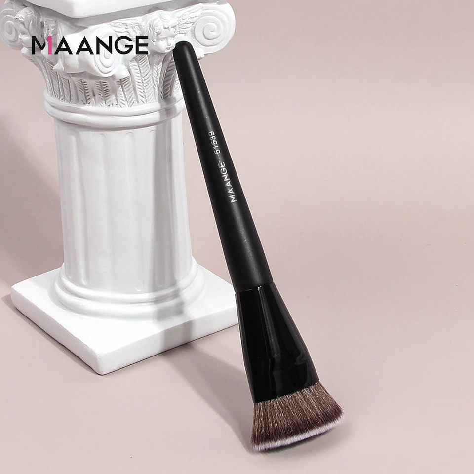 Brocha de base MAANGE de punta plana redonda con caja, para polvo, rubor y corrector, herramienta de maquillaje amigable con la piel 2