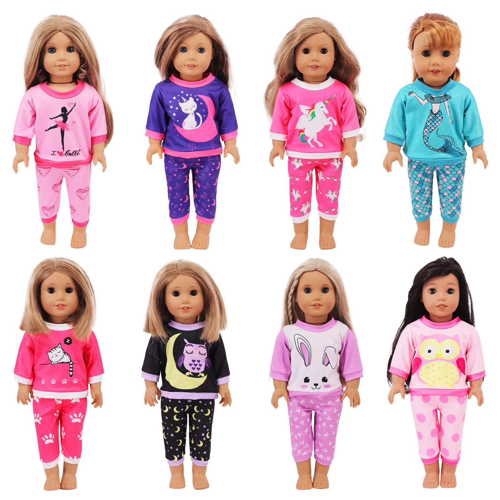 18 Inch 43CM American Dolls Girl  Clothing Children's Toys Changing Casual Pajamas Eve Doll Clothing,Toys For Girls