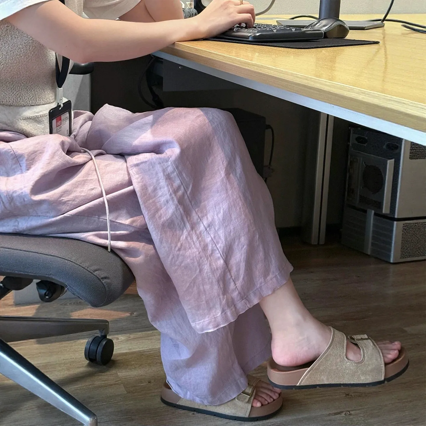 Elegant Solid Color Wide Leg Pants Women Spring Summer Thin Loose Leisure Fashion Elastic Waist Women Casual Long Trousers