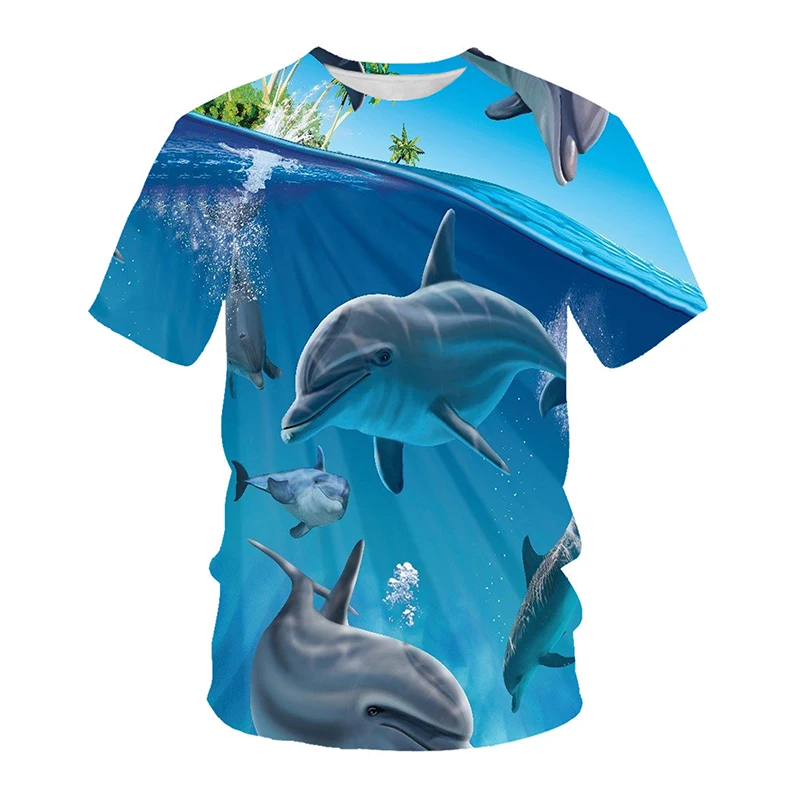 New Dolphin Shark 3D Print T-shirt Fashion Streetwear Tees Men Woman Short Sleeve T Shirts Oversized Hip Hop Harajuku Kids Tops